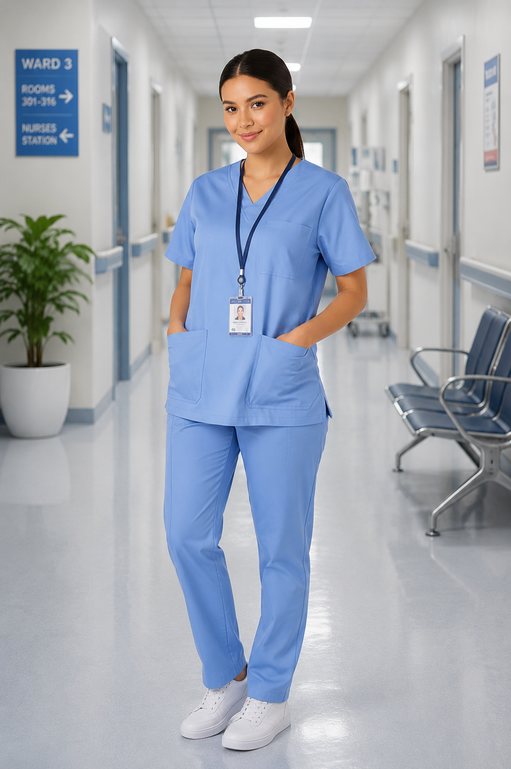 Female nurse in medical scrubs